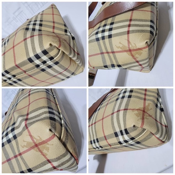 Authentic Burberry Haymarket Check Canvas Shoulder Bag Brown/Beige - Picture 12 of 14
